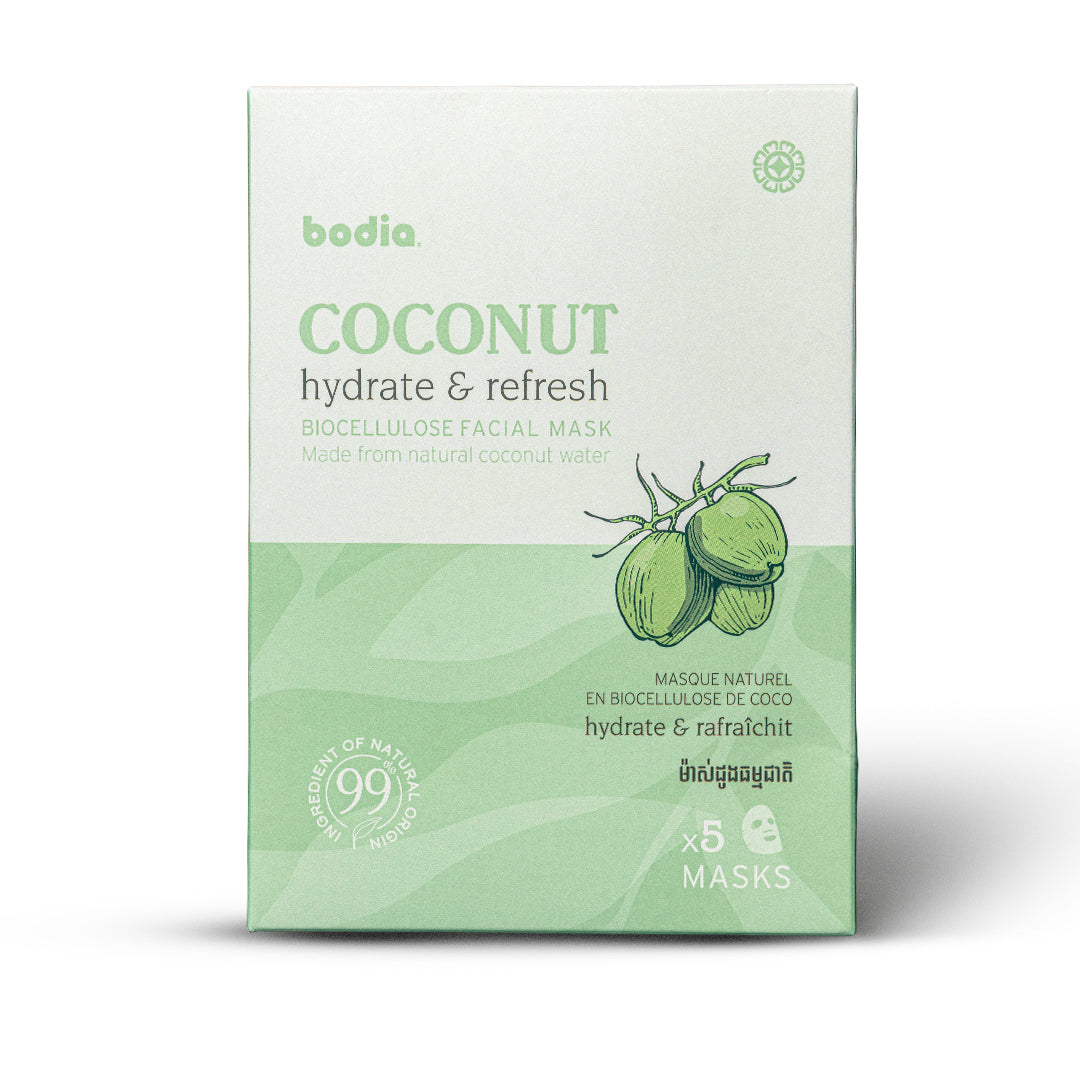 bodia. Biocellulose Facial Mask -Coconut Hydrate & Refresh (BOX OF 5)